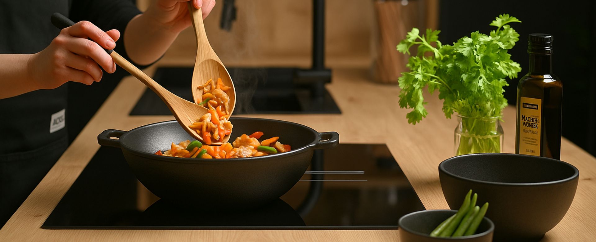 Öntöttvas wok serpenyő